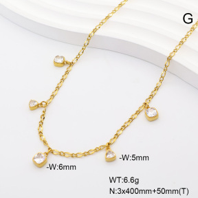 6N4004834vhov-908  14K PVD Zircon  Stainless Steel Necklace