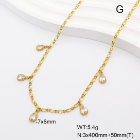 6N4004835vhov-908  14K PVD Zircon  Stainless Steel Necklace