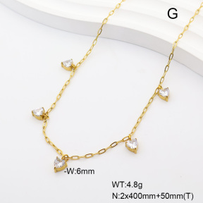 6N4004836vhnv-908  14K PVD Zircon  Stainless Steel Necklace