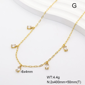 6N4004837vhnv-908  14K PVD Zircon  Stainless Steel Necklace