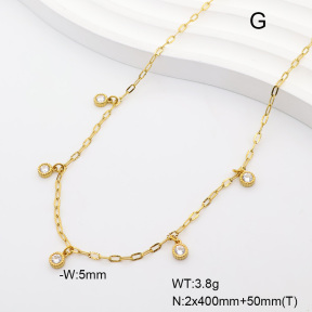 6N4004839vhnv-908  14K PVD Zircon  Stainless Steel Necklace