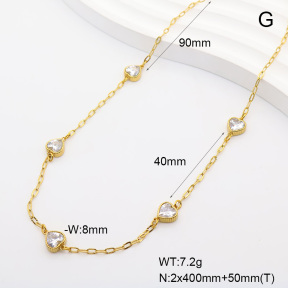 6N4004840vhov-908  14K PVD Zircon  Stainless Steel Necklace