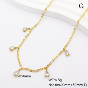 6N4004842vhov-908  14K PVD Zircon  Stainless Steel Necklace
