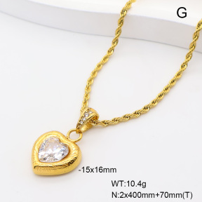 6N4004844bhva-908  18K PVD Czech Stones & Zircon  Stainless Steel Necklace
