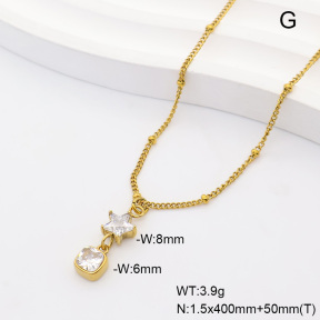 6N4004845bvpl-908  14K PVD Zircon  Stainless Steel Necklace