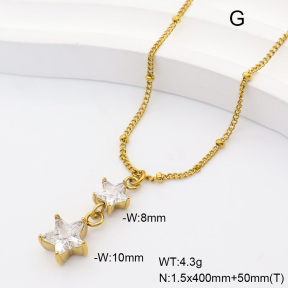 6N4004848bvpl-908  14K PVD Zircon  Stainless Steel Necklace