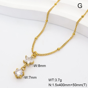 6N4004849bvpl-908  14K PVD Zircon  Stainless Steel Necklace