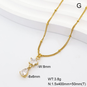 6N4004850bvpl-908  14K PVD Zircon  Stainless Steel Necklace