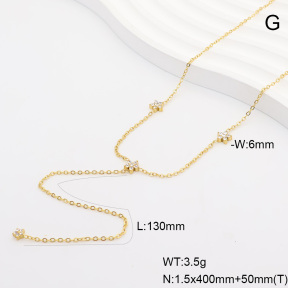 6N4004851bhia-G029  14K PVD Czech Stones  Stainless Steel Necklace