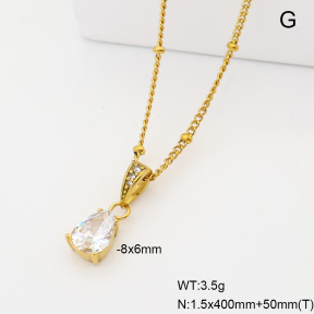 6N4004852bbov-908  14K PVD Czech Stones & Zircon  Stainless Steel Necklace