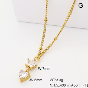6N4004853vbpb-908  14K PVD Zircon  Stainless Steel Necklace