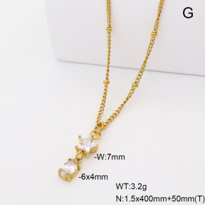 6N4004854vbpb-908  14K PVD Zircon  Stainless Steel Necklace