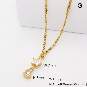 6N4004856vbpb-908  14K PVD Zircon  Stainless Steel Necklace