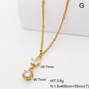 6N4004857vbpb-908  14K PVD Zircon  Stainless Steel Necklace