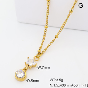 6N4004858vbpb-908  14K PVD Zircon  Stainless Steel Necklace