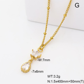 6N4004860vbpb-908  14K PVD Zircon  Stainless Steel Necklace