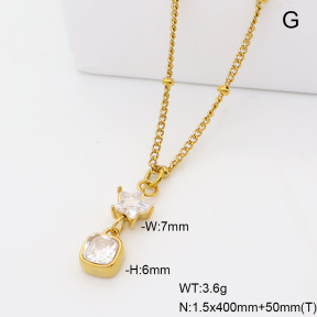 6N4004861vbpb-908  14K PVD Zircon  Stainless Steel Necklace