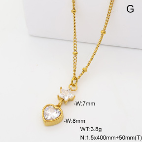 6N4004862bvpl-908  14K PVD Zircon  Stainless Steel Necklace
