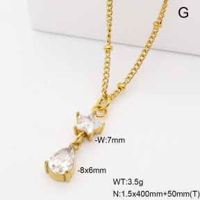 6N4004863vbpb-908  14K PVD Zircon  Stainless Steel Necklace