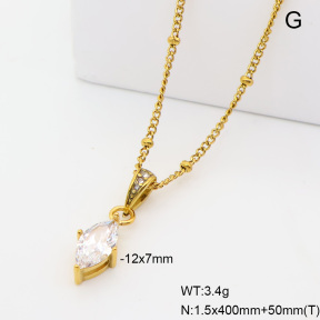 6N4004864abol-908  14K PVD Czech Stones & Zircon  Stainless Steel Necklace