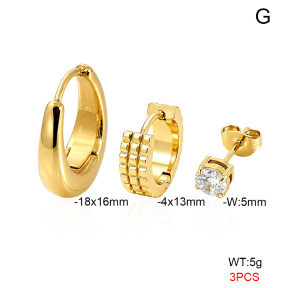 6E4005008vbpb-900  316 Pin 14K PVD Zircon,Handmade Polished  Stainless Steel Earrings