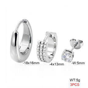 6E4005010vbnl-900  316 Pin Zircon,Handmade Polished  Stainless Steel Earrings