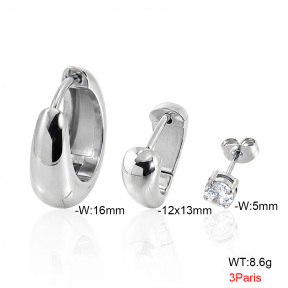 6E4005015vhnv-900  316 Pin Zircon,Handmade Polished  Stainless Steel Earrings