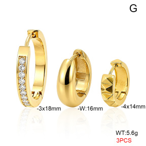 6E4005020bhia-900  316 Pin 14K PVD Zircon,Handmade Polished  Stainless Steel Earrings