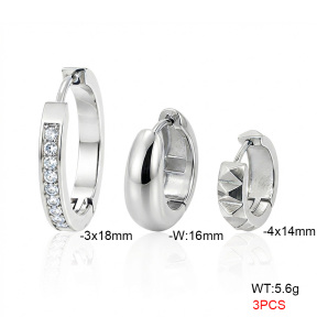 6E4005022bhbl-900  316 Pin Zircon,Handmade Polished  Stainless Steel Earrings