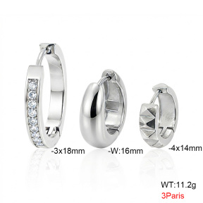 6E4005023vihb-900  316 Pin Zircon,Handmade Polished  Stainless Steel Earrings