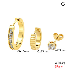 6E4005025ahpv-900  316 Pin 14K PVD Zircon,Handmade Polished  Stainless Steel Earrings