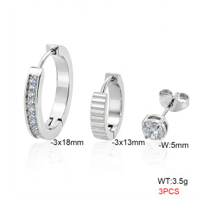 6E4005026bbov-900  316 Pin Zircon,Handmade Polished  Stainless Steel Earrings