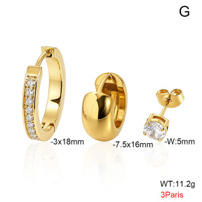 6E4005029bihl-900  316 Pin 14K PVD Zircon,Handmade Polished  Stainless Steel Earrings