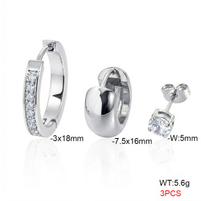 6E4005030bvpl-900  316 Pin Zircon,Handmade Polished  Stainless Steel Earrings