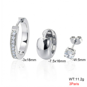 6E4005031vhol-900  316 Pin Zircon,Handmade Polished  Stainless Steel Earrings