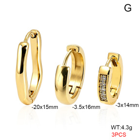 6E4005032vhhl-900  316 Pin 14K PVD Zircon,Handmade Polished  Stainless Steel Earrings