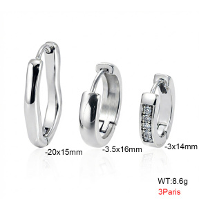 6E4005035vhpl-900  316 Pin Zircon,Handmade Polished  Stainless Steel Earrings