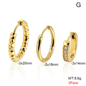 6E4005037vhml-900  316 Pin 14K PVD Zircon,Handmade Polished  Stainless Steel Earrings