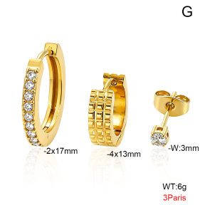 6E4005041vhnv-900  316 Pin 14K PVD Zircon,Handmade Polished  Stainless Steel Earrings
