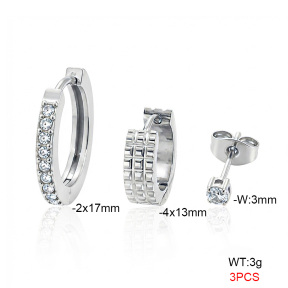 6E4005042vbnb-900  316 Pin Zircon,Handmade Polished  Stainless Steel Earrings