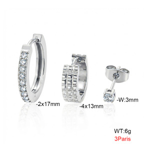 6E4005043vhkb-900  316 Pin Zircon,Handmade Polished  Stainless Steel Earrings