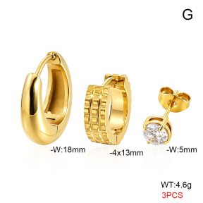 6E4005044vbpb-900  316 Pin 14K PVD Zircon,Handmade Polished  Stainless Steel Earrings
