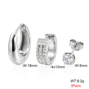 6E4005047vhkl-900  316 Pin Zircon,Handmade Polished  Stainless Steel Earrings