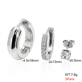 6E4005051vhnv-900  316 Pin Zircon,Handmade Polished  Stainless Steel Earrings