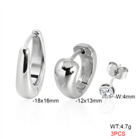 6E4005054abol-900  316 Pin Zircon,Handmade Polished  Stainless Steel Earrings