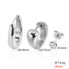 6E4005055vhml-900  316 Pin Zircon,Handmade Polished  Stainless Steel Earrings