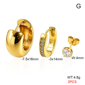 6E4005056bhva-900  316 Pin 14K PVD Zircon,Handmade Polished  Stainless Steel Earrings