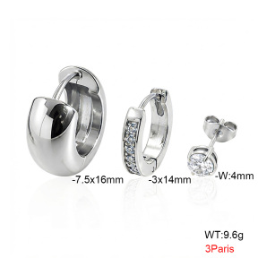 6E4005059vhml-900  316 Pin Zircon,Handmade Polished  Stainless Steel Earrings