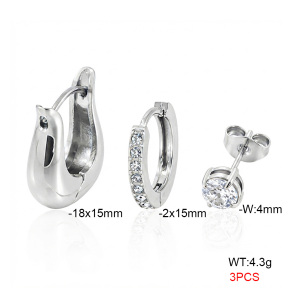 6E4005062abol-900  316 Pin Zircon,Handmade Polished  Stainless Steel Earrings