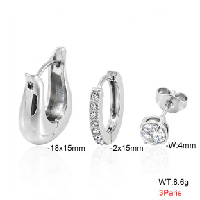 6E4005063vhml-900  316 Pin Zircon,Handmade Polished  Stainless Steel Earrings